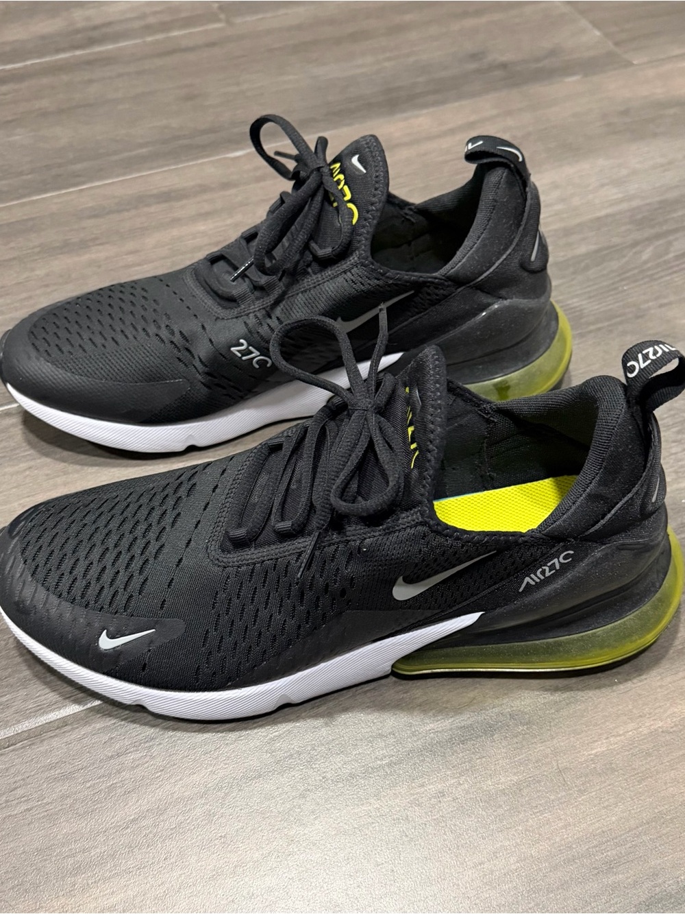 Nike Air Max 270 Men's Black with Volt Accent Sneakers